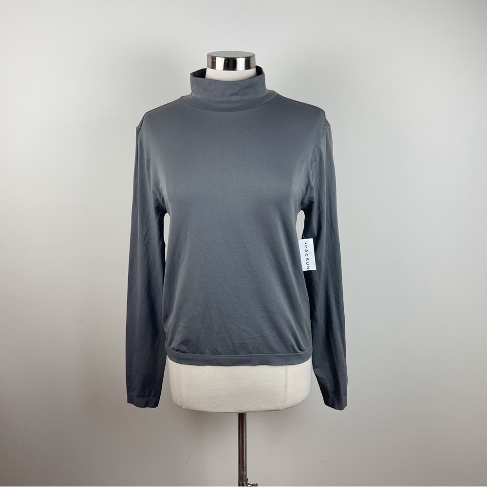 Pacsun Contour Solid Gray Long Sleeve Mock Neck Shirt Top New Women XXL